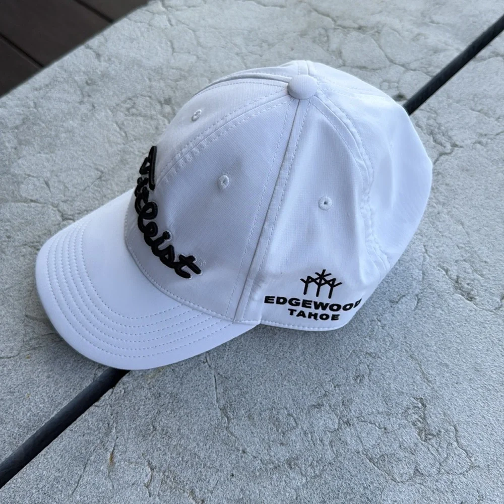 Titleist White Cap with Black Logo Edgewood Tahoe